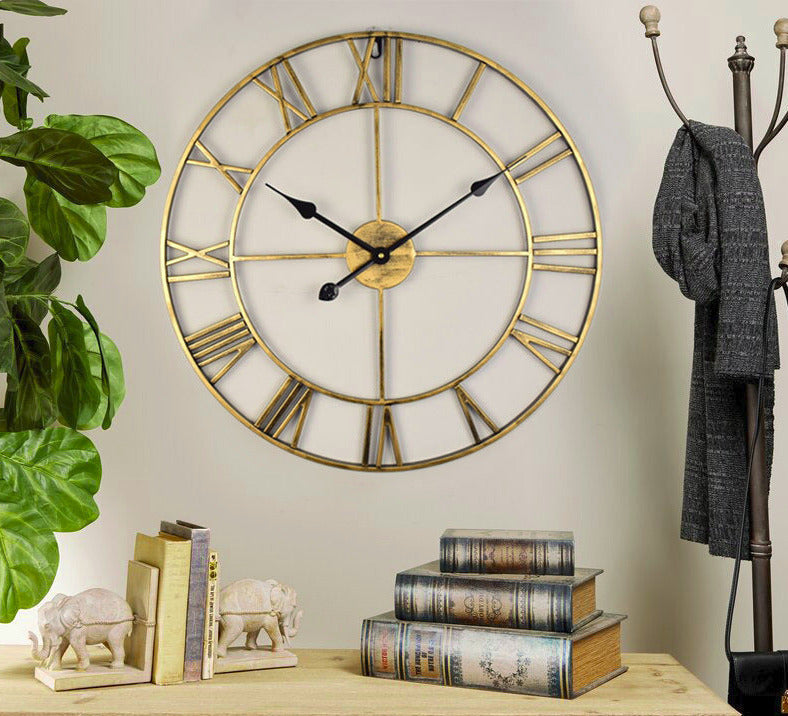 NorvikTime - Large Retro Iron Wall Clock for an Elegant Interior