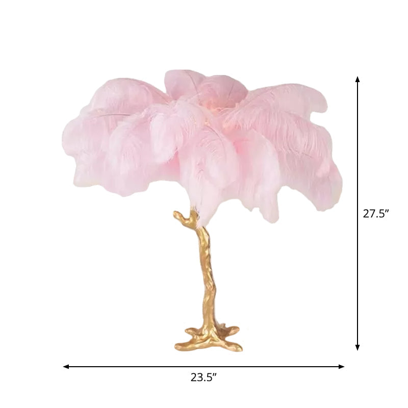 FeatherLuxe - Pink and Gold Artistic Feather Table Lamp