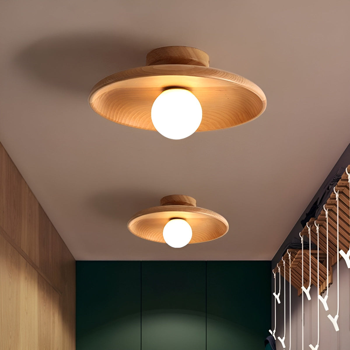 WoodBliss - Wabi Sabi Wooden Ceiling Light with LED