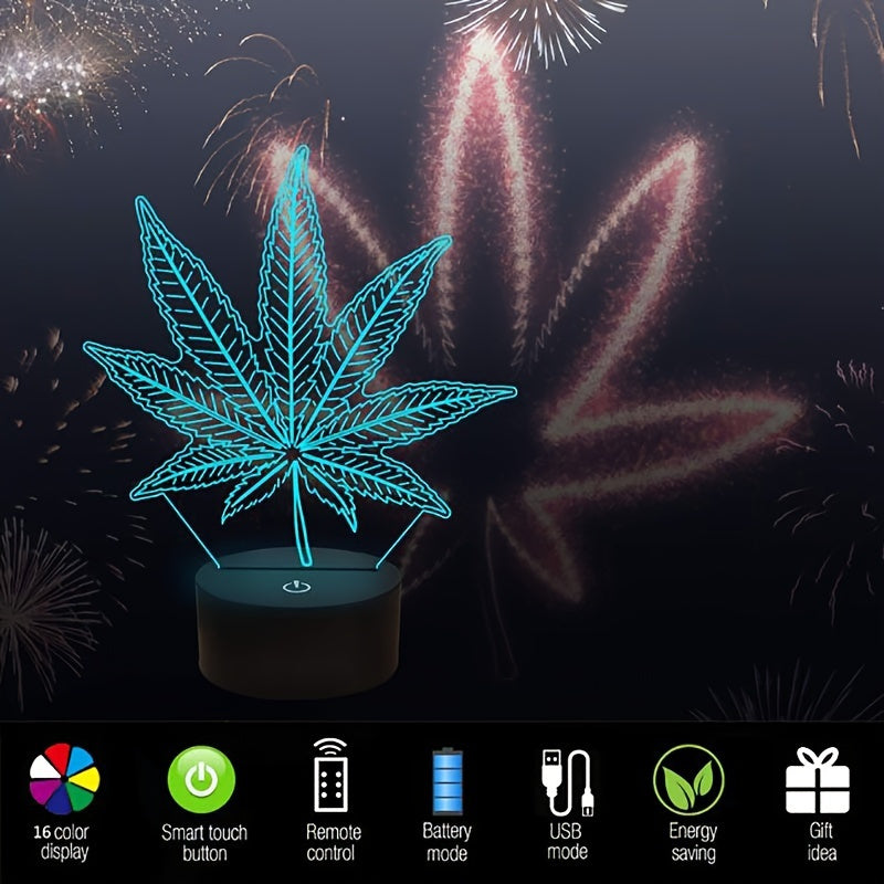 HempGlow - 3D Acrylic Table Lamp with LED Night Light