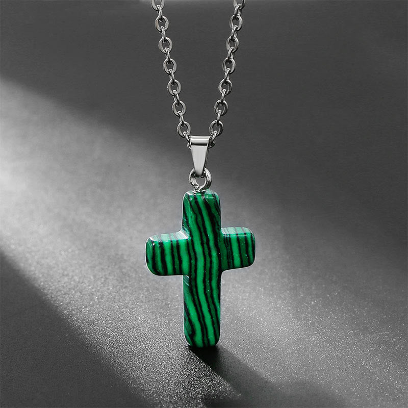 Seraphina - Collier croix en pierres précieuses naturelles