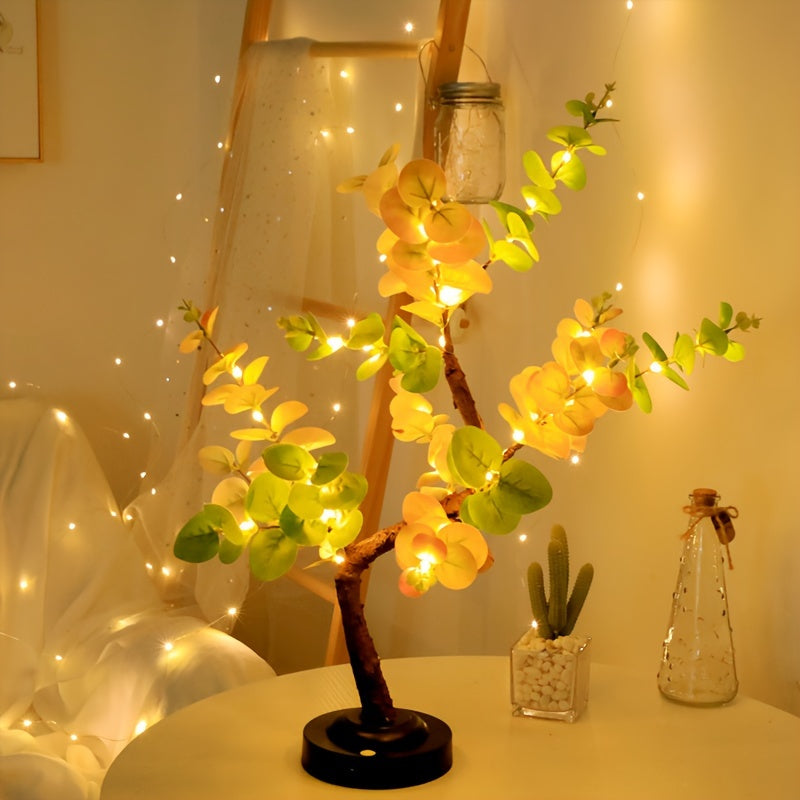 EucalyptusGlow Tree - Decorative LED Bonsai Lamp with Flexible Branches
