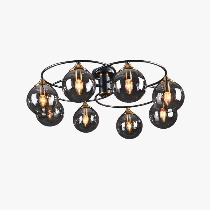 ValentinaLuxe - Elegant Round Smoked Glass Chandelier
