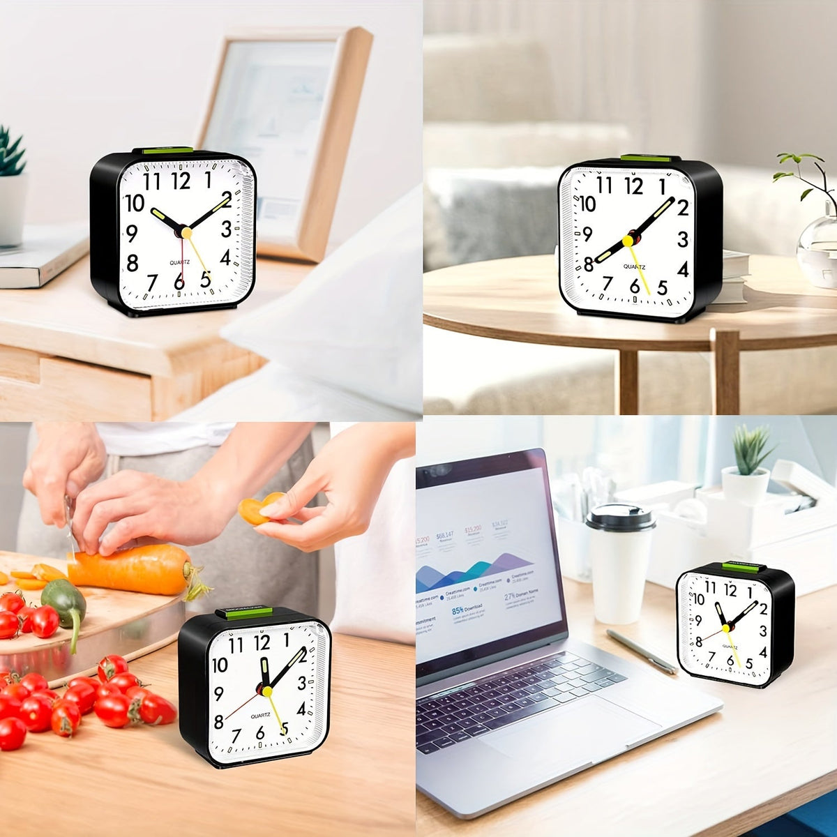 TimeRest - Classic Silent Square Travel Alarm Clock