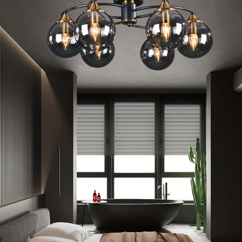 ValentinaLuxe - Elegant Round Smoked Glass Chandelier