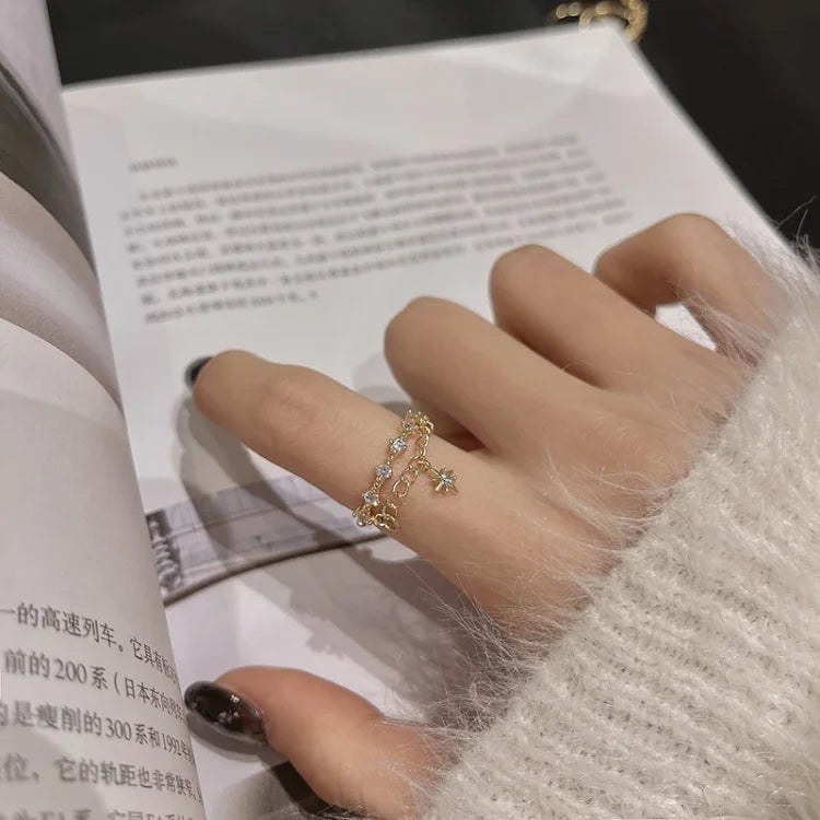 Lyra - Bague hexagramme dorée collection élégante