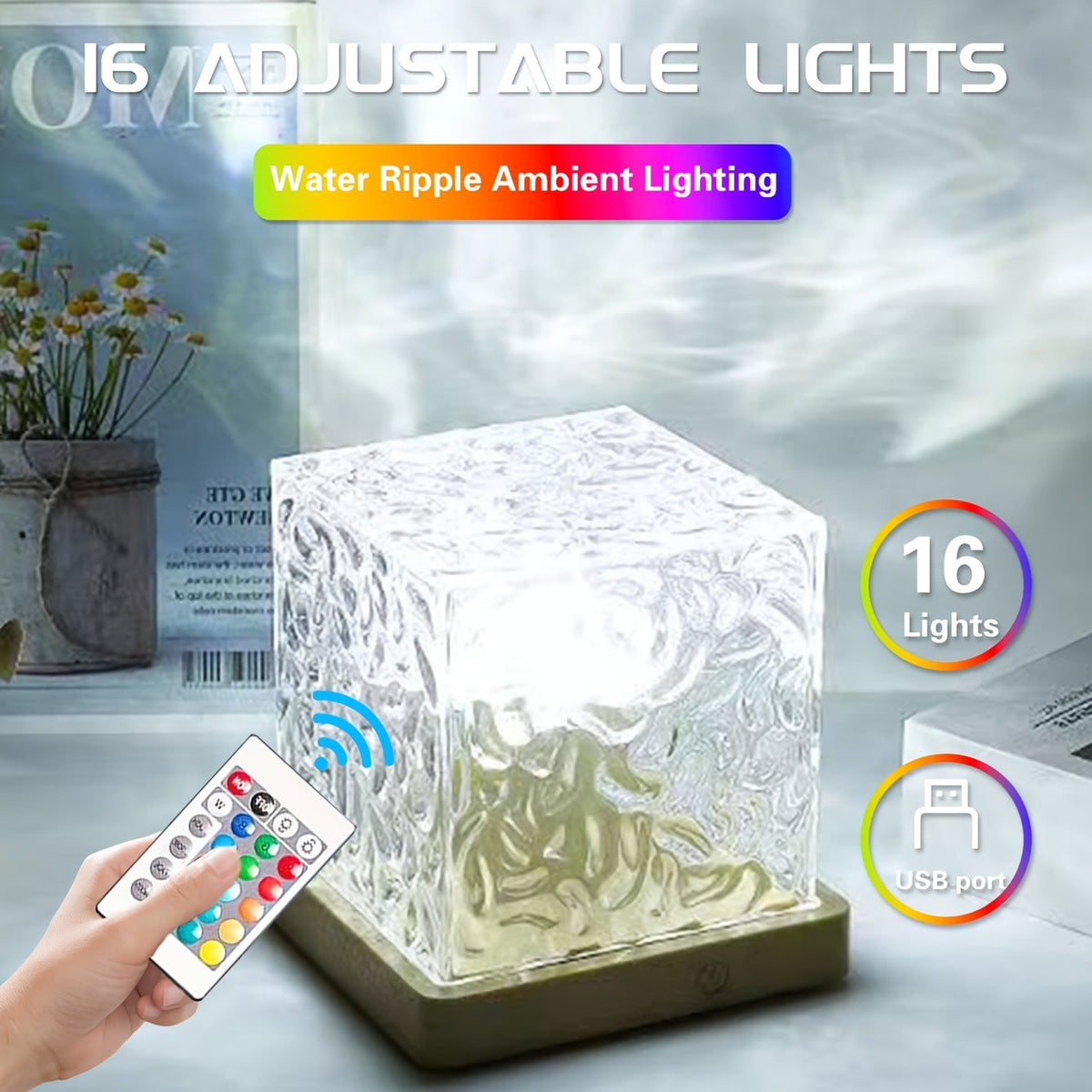 OceanWave Night Light - 16-Color LED Wave Effect Lamp