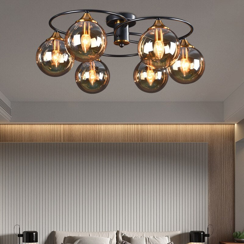 ValentinaLuxe - Elegant Round Smoked Glass Chandelier