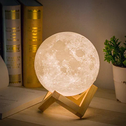 Moon Lamp - Wireless Touch LED Lamp with Wooden Base