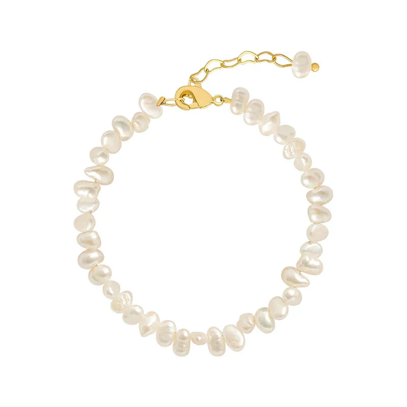 Bracelet Perles d'Eau Douce Élégant Réglable - 18K Doré