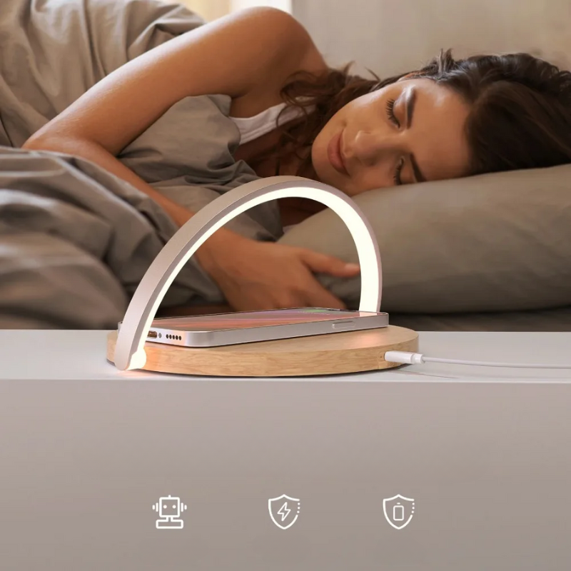 PowerGlow - Chargeur sans fil 15W avec lampe de bureau intégrée