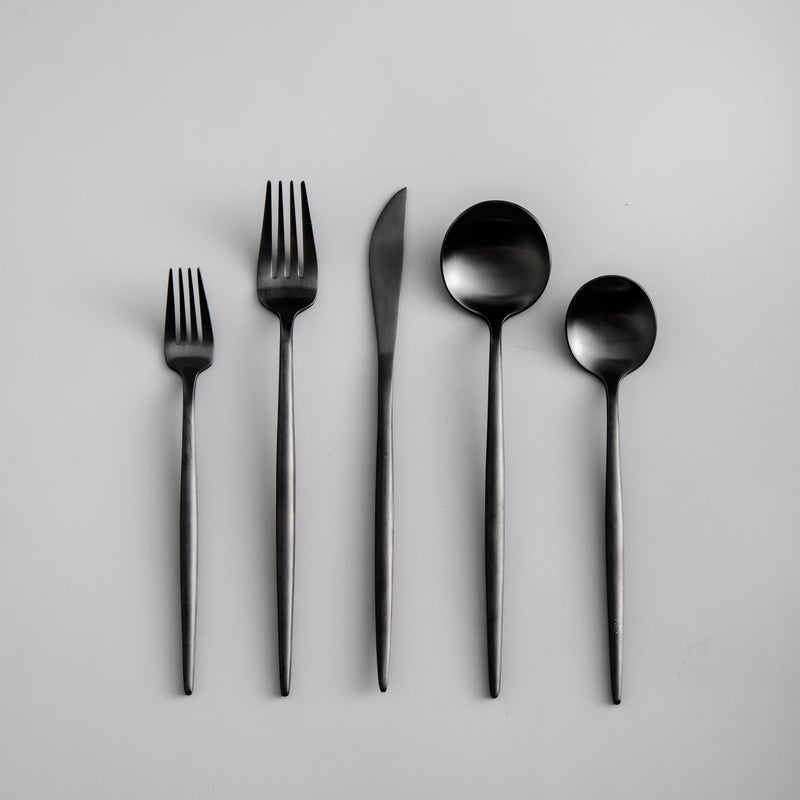 CarvonSteel - Minimalist Flatware Set in Stainless Steel with Titanium Finish