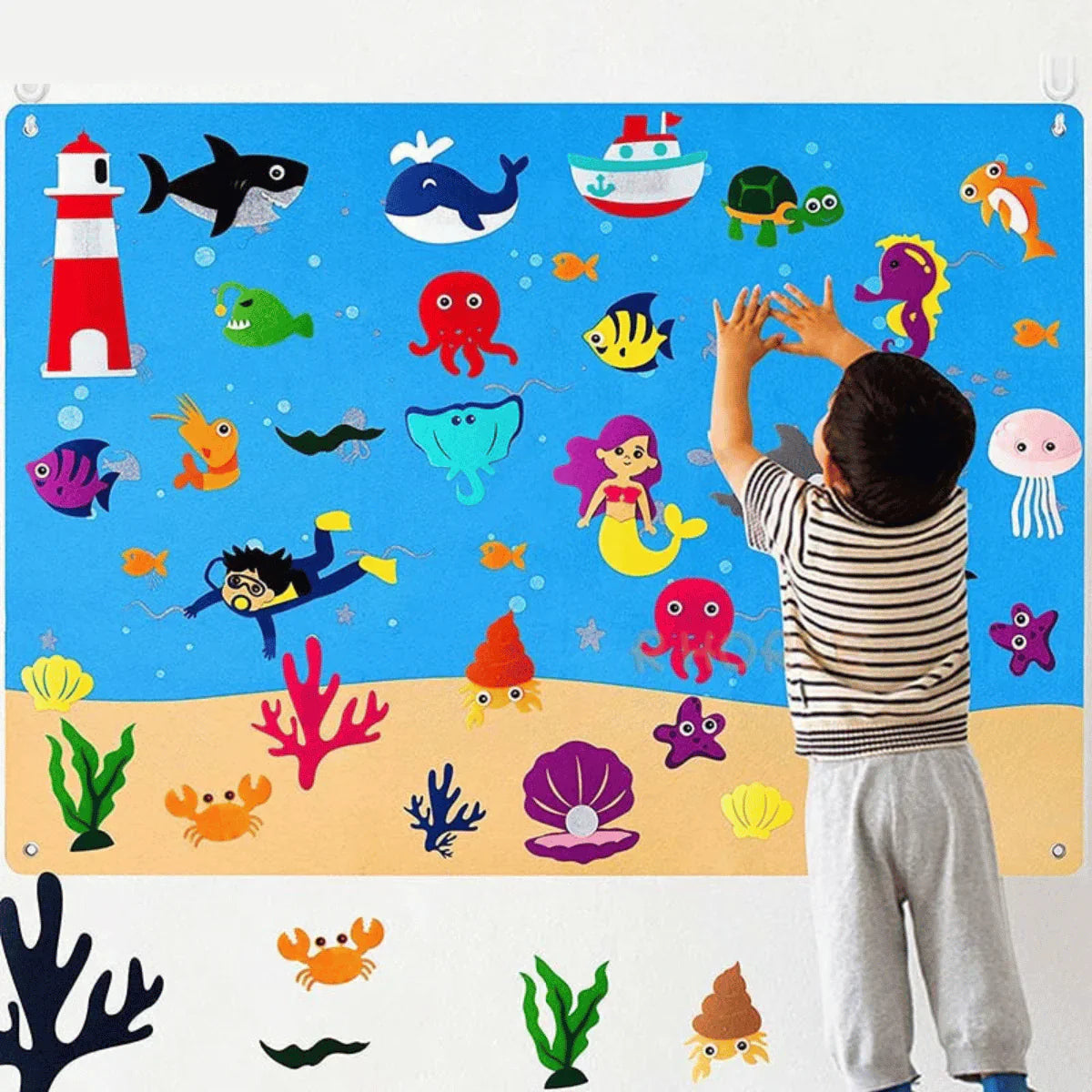 Nuvelli - Tableau en Feutre Animaux, Jeu Éducatif pour Enfants