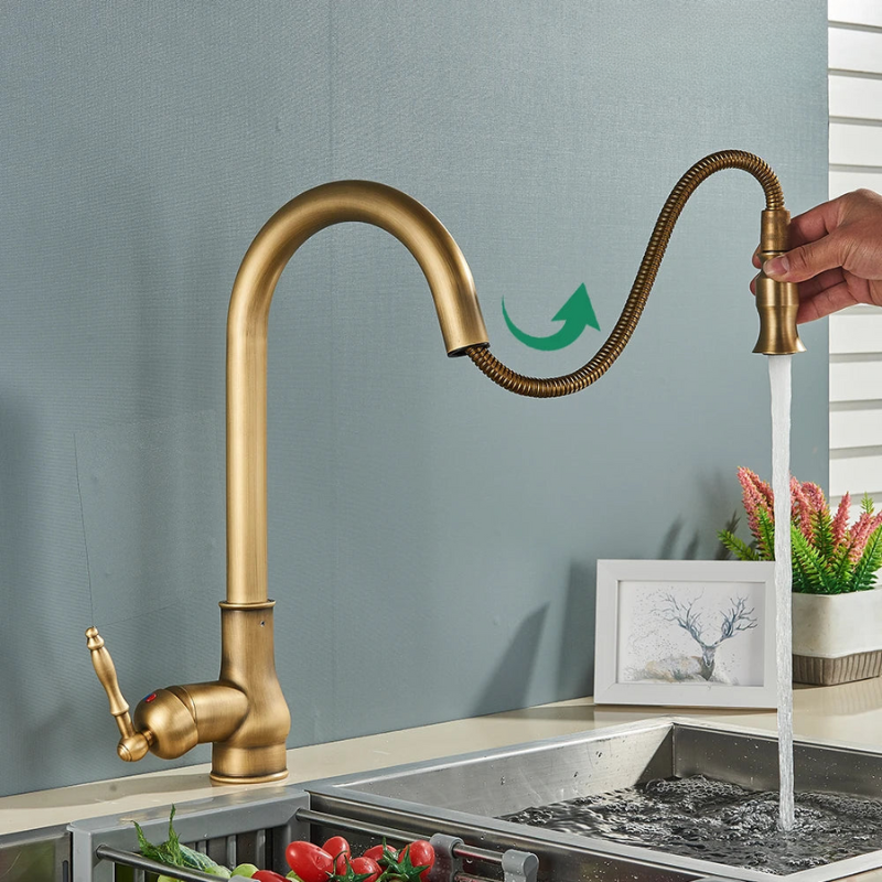 Wyrstead - Antique Brass Retro Kitchen Mixer Tap