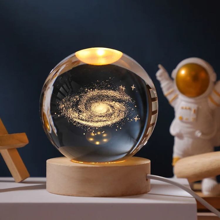 SpaceLume - Lampe boule en verre à motifs célestes