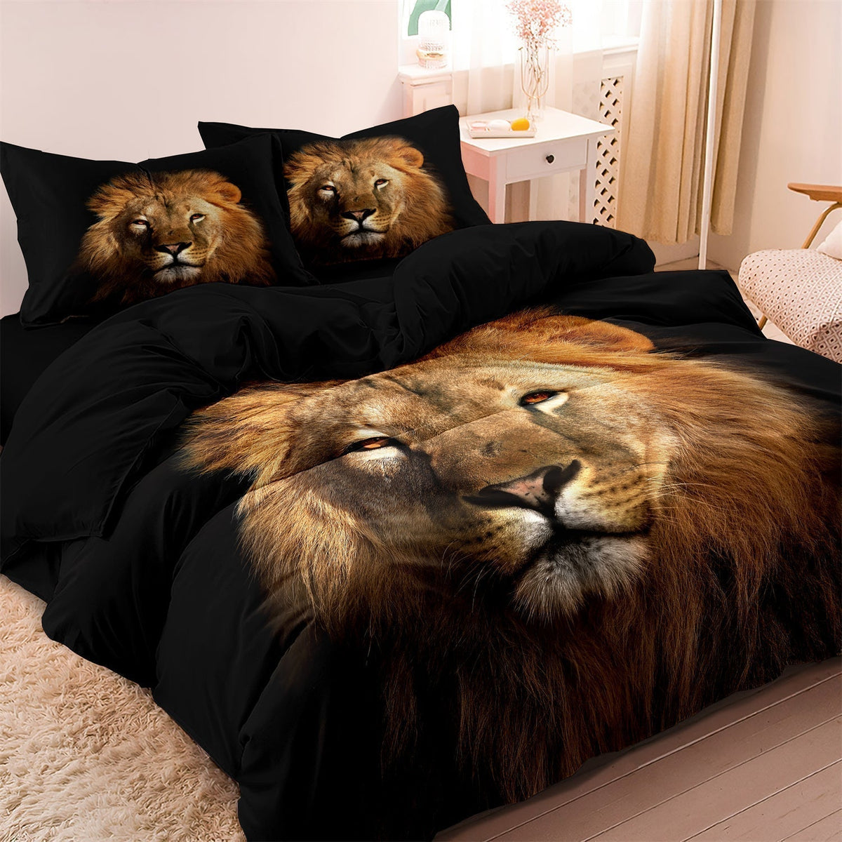 SafariDreams - Lion Print Duvet Cover for a Savanna-Inspired Bedroom
