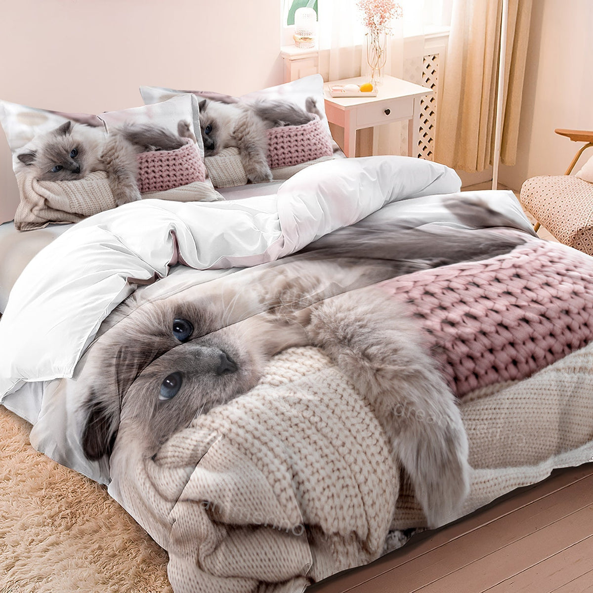 ThreadHaven - Washed Vintage Duvet Cover Set, Breathable and Hypoallergenic