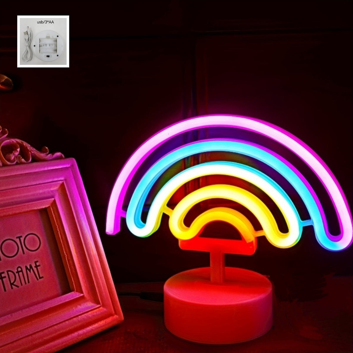 RainbowGlow - Modern Rainbow Neon Lamp with Stand