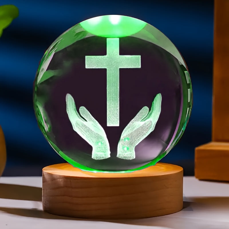 CrystalGlow Lamp - Elegant 3D Engraved Crystal Night Light