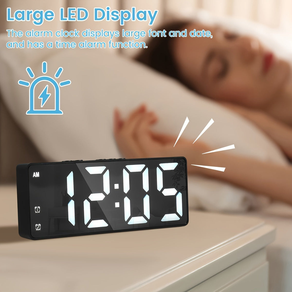 DigiGlow Clock - Modern LED Alarm Clock with Display and Voice Control