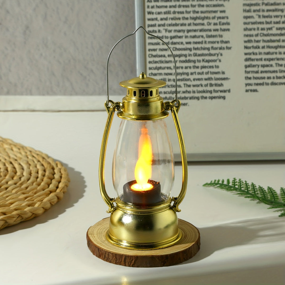 NostalgicGlow Lamp - Yellow Flame Oil Lantern Style LED Lamp