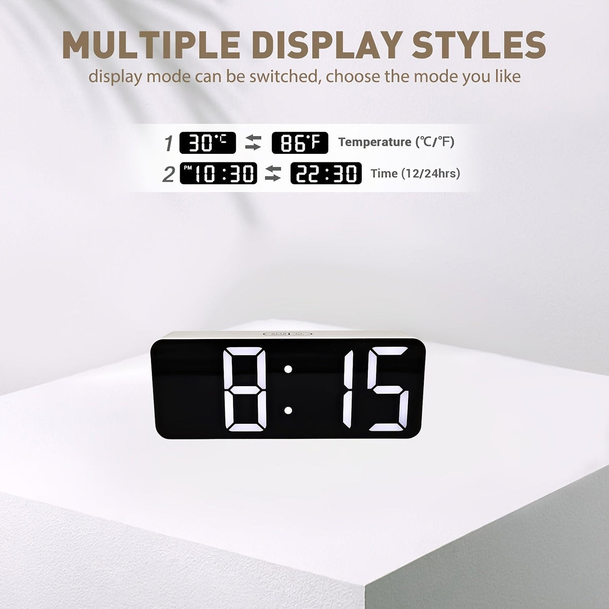 TimeGlow - Elegant LED Alarm Clock with Adjustable Brightness