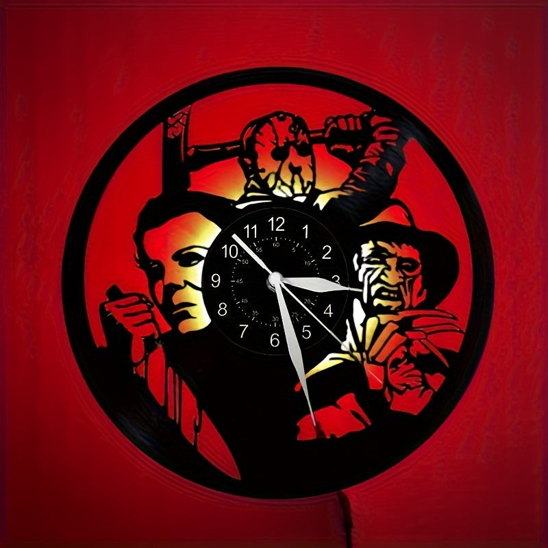 VinylHorror Clock - Horloge murale vintage au design inspiré des films d'horreur