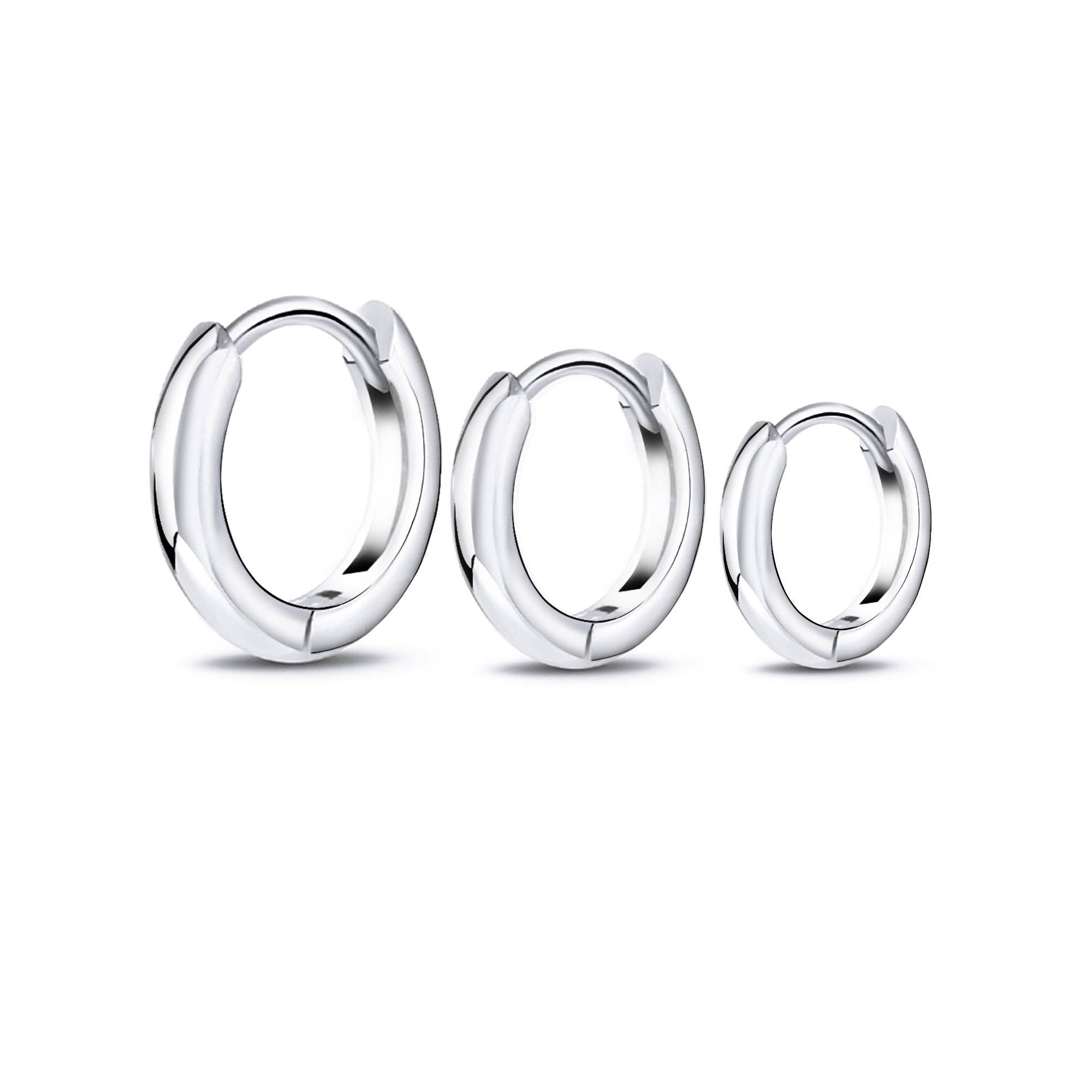 Triella - Set of Three Silver Hoop Earrings in Varied Sizes