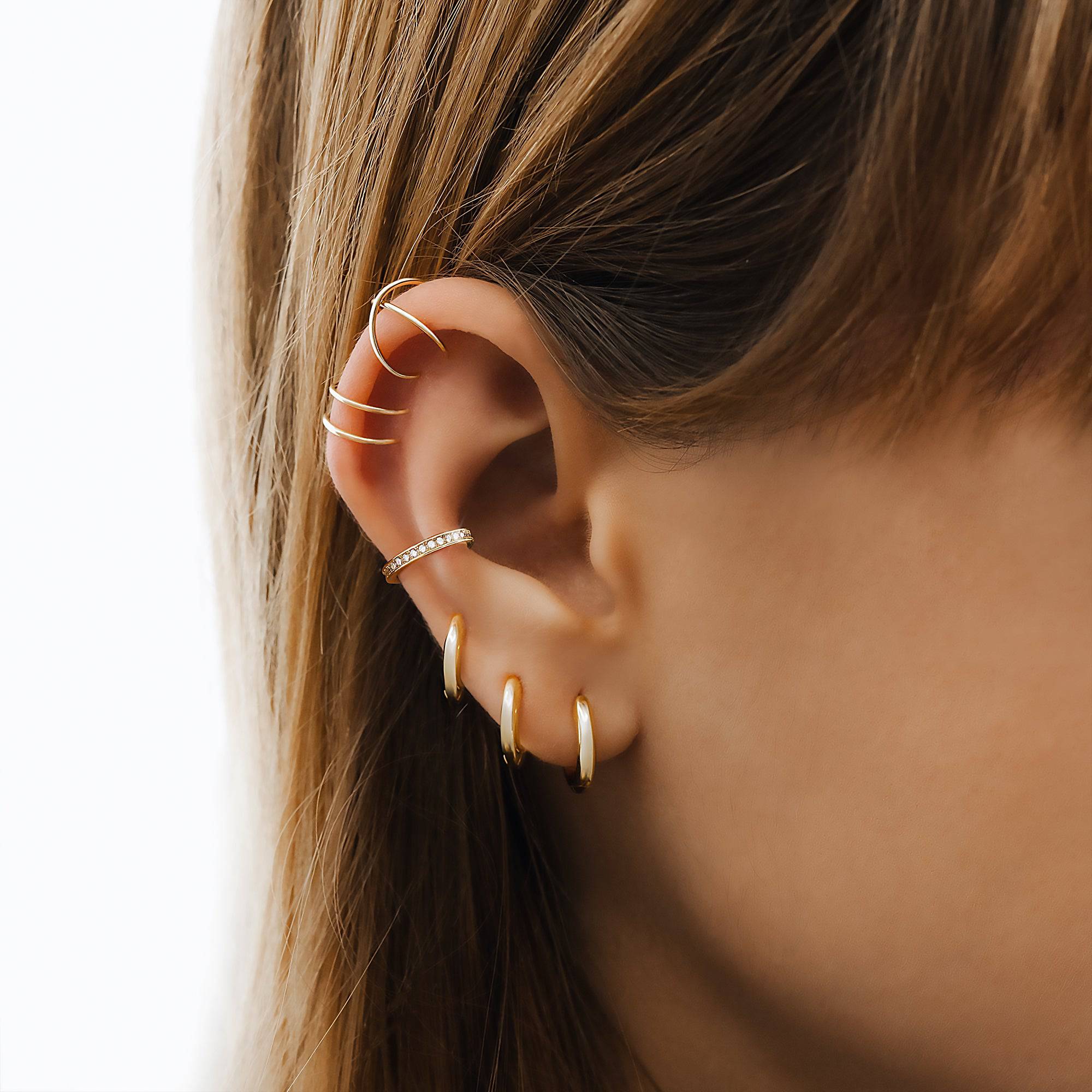 Triella - Set of Three Silver Hoop Earrings in Varied Sizes