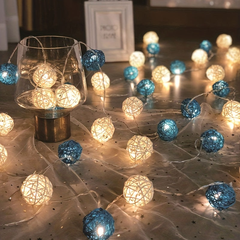 LuxAura - 2m Rattan Fairy Light String with 20 LEDs