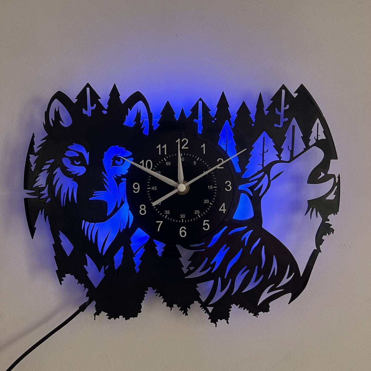 HuskyVinyl Clock - Rustic Recycled Vinyl Wall Clock with Husky Design