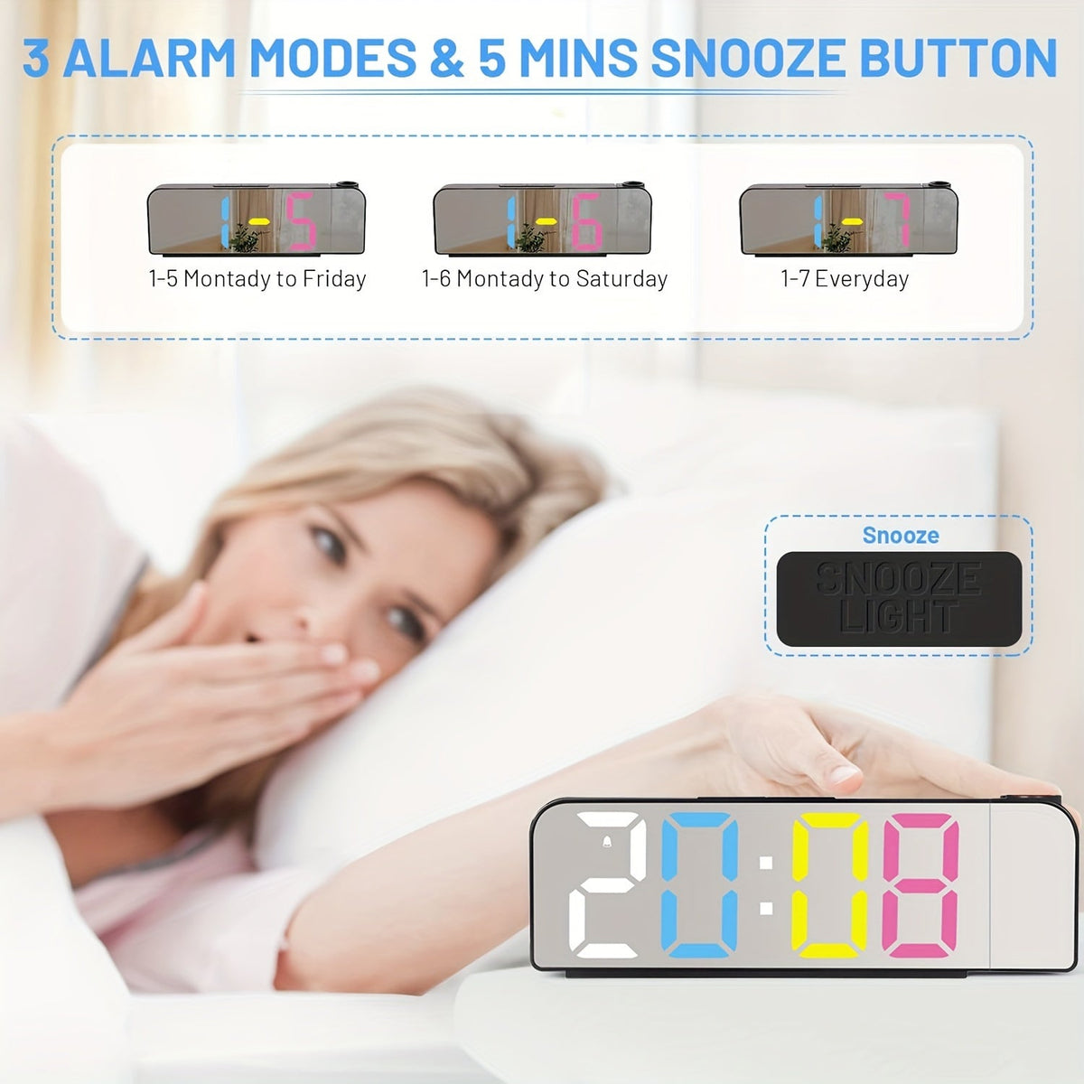 ProjectTime - LED Projection Digital Alarm Clock with Mirror Screen
