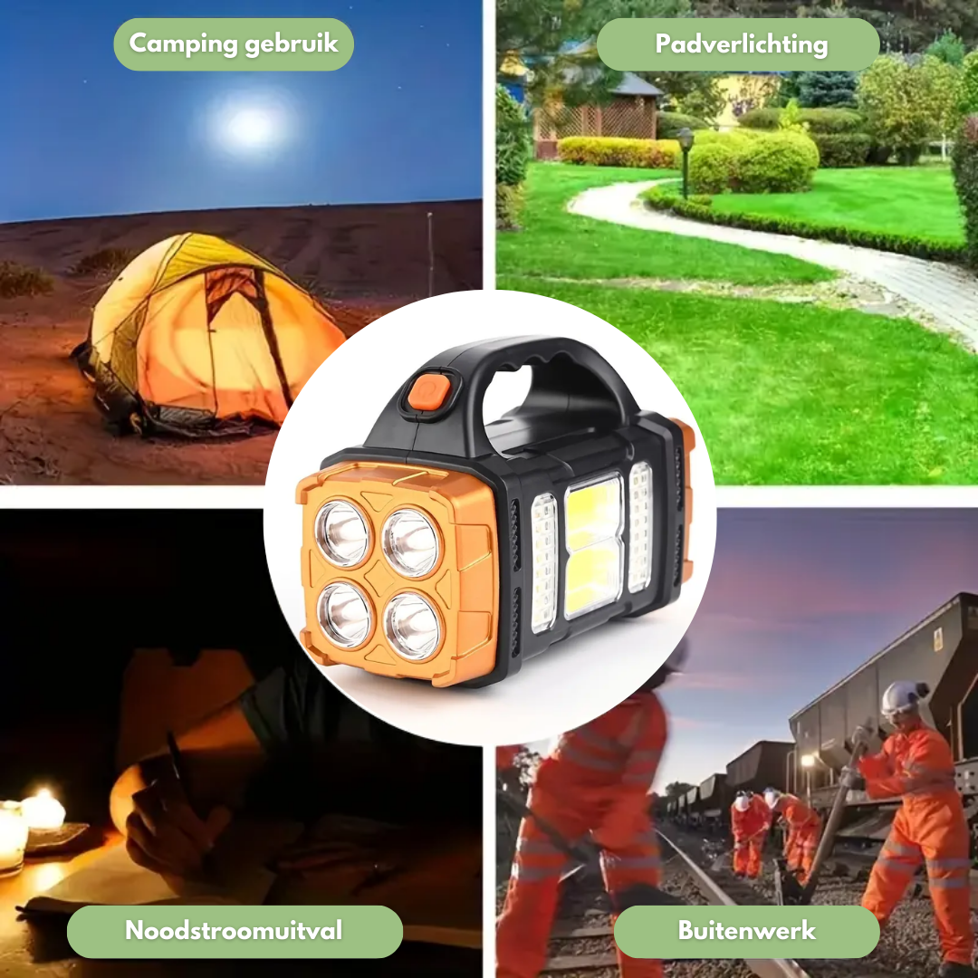 SolarBeam - Lampe d'urgence solaire 3 en 1