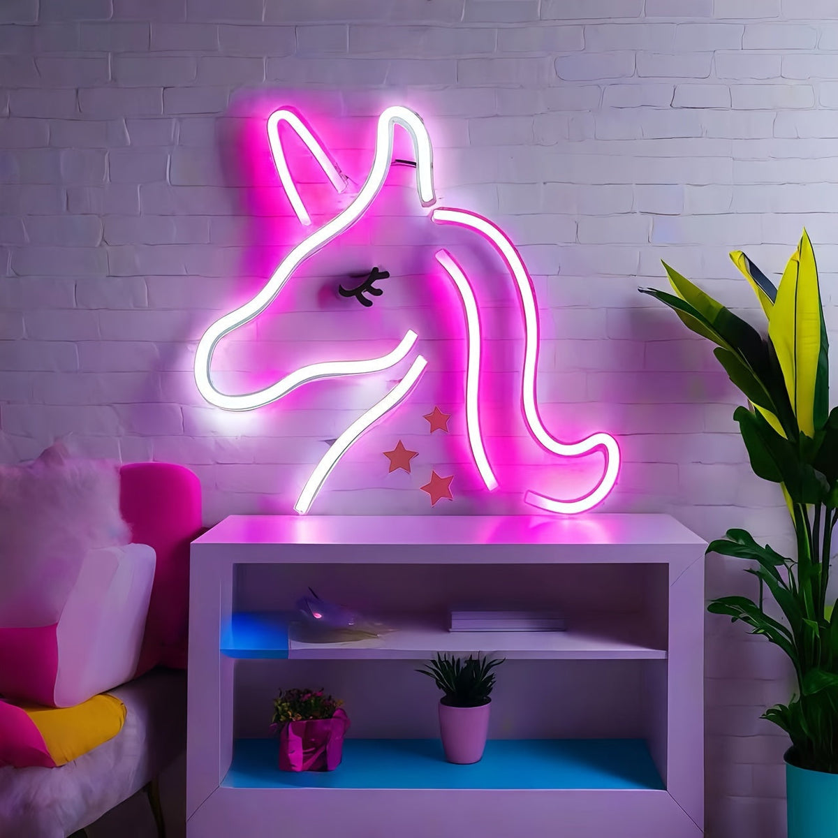 NeonMagic Light - Pink Neon Wall Lamp with Mythical Creature Design