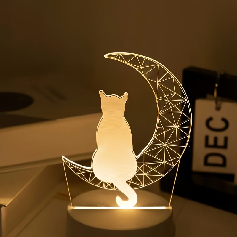 MoonGlow Lamp - 3D Cat Table Lamp with USB Lighting