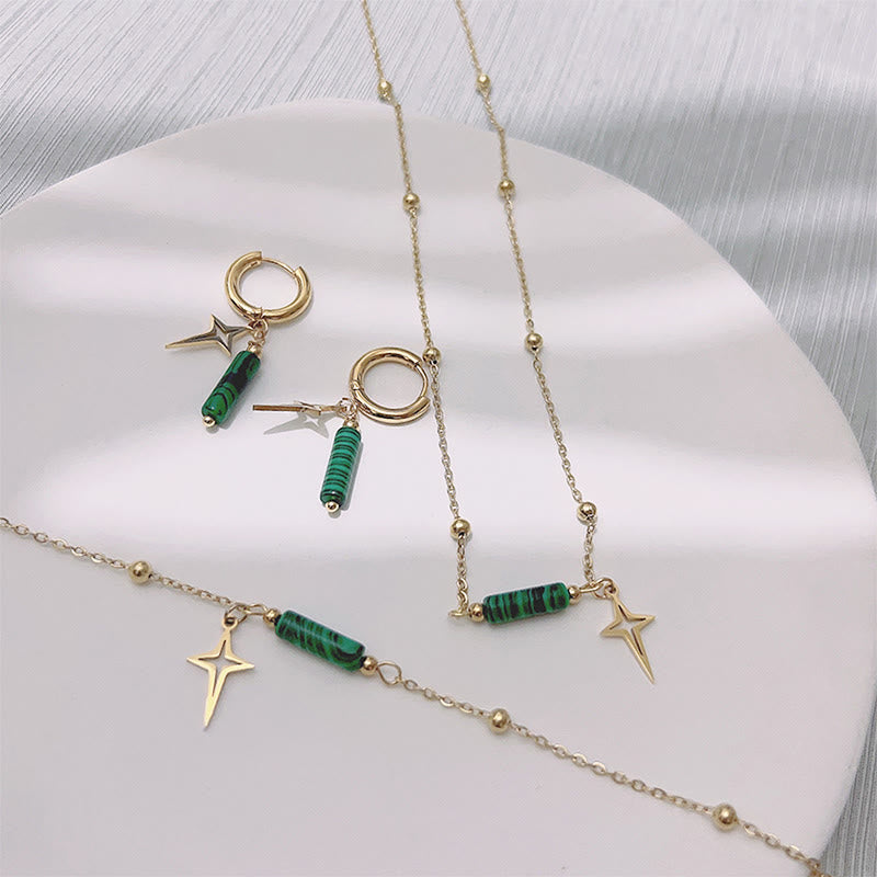 Maria - Parure malachite naturelle pendentif étoile