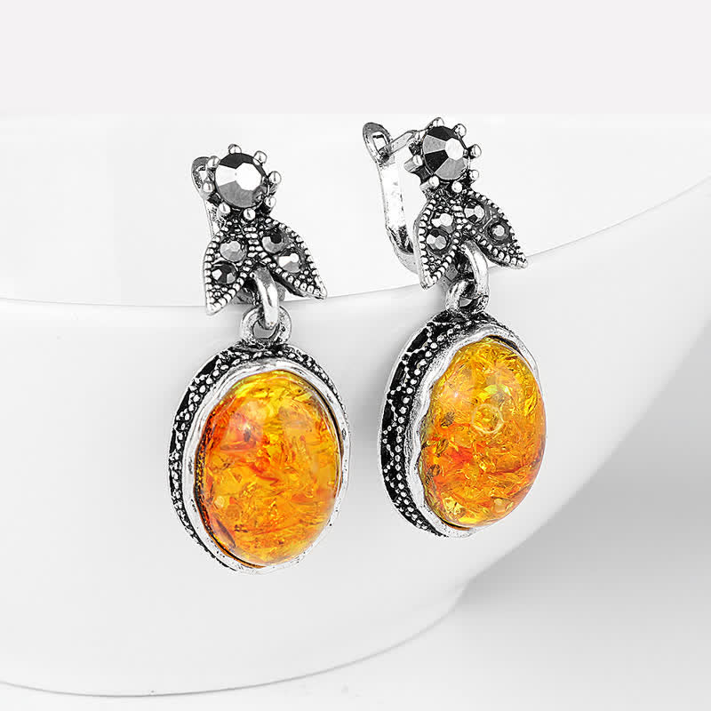 Nora - Boucles d'oreilles fleurs vintage en ambre