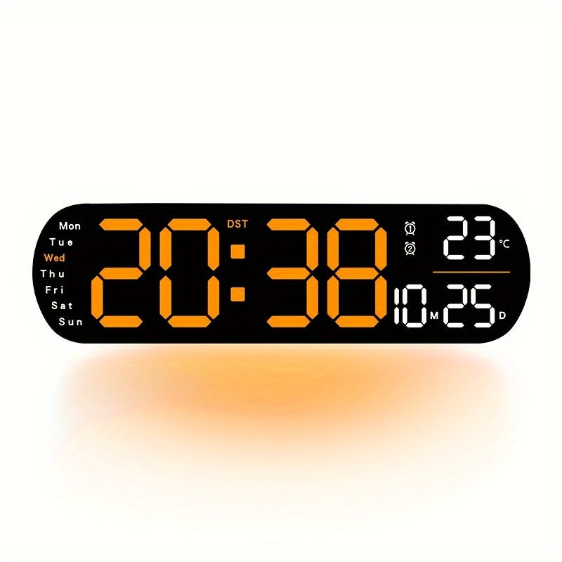 LumoView Clock - LED Wall Clock with Date and Temperature Display