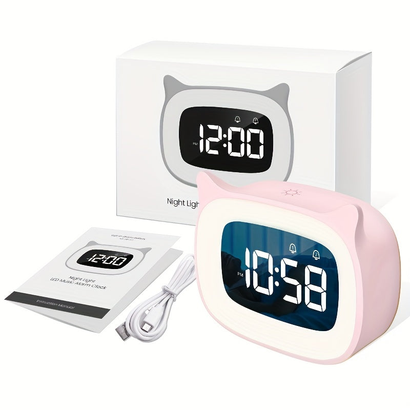KawaiiCat Clock - Cat Night Light Alarm Clock for Kids' Rooms