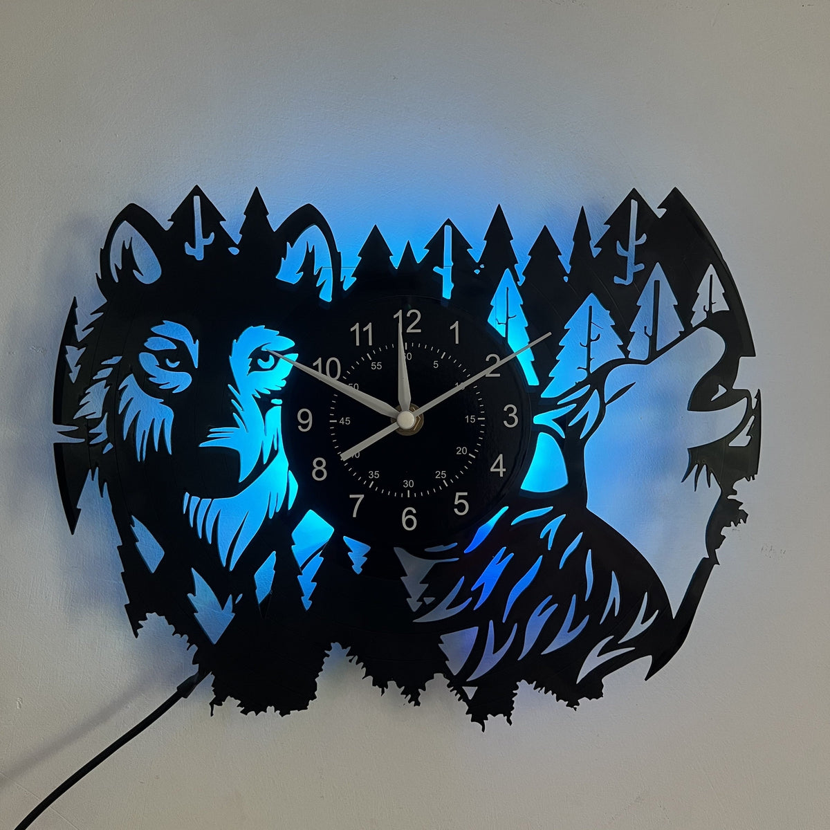 HuskyVinyl Clock - Rustic Recycled Vinyl Wall Clock with Husky Design