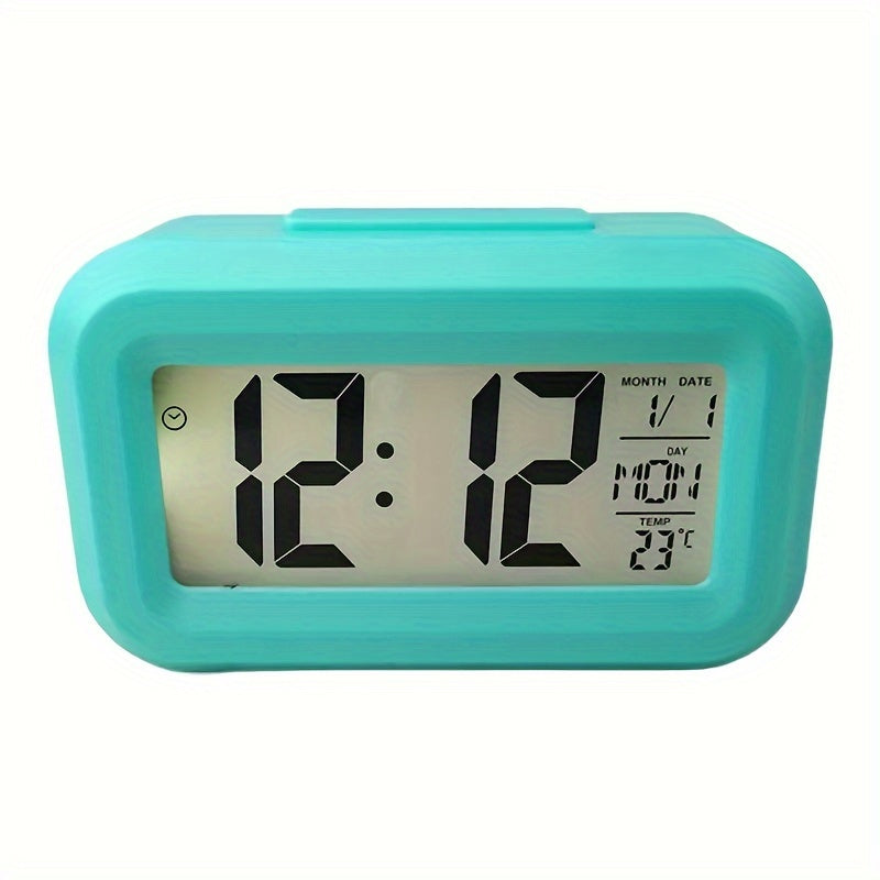 SmartAlarm Clock - Compact LCD Alarm Clock with Music Alarm and Temperature