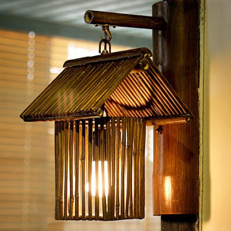 BambooLuxe - Handcrafted Coffee Bamboo Wall Sconce