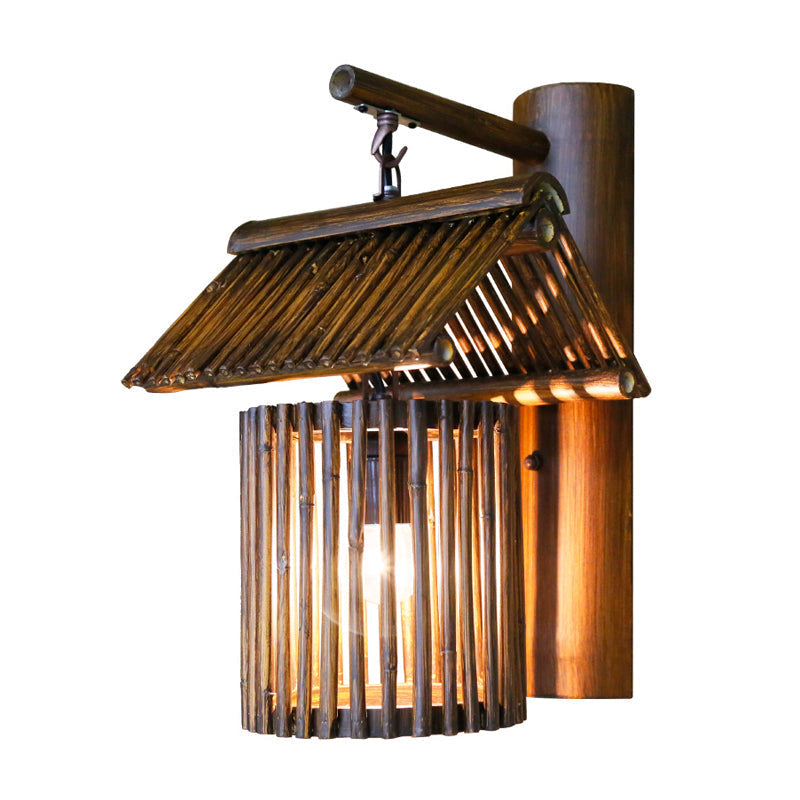 BambooLuxe - Handcrafted Coffee Bamboo Wall Sconce