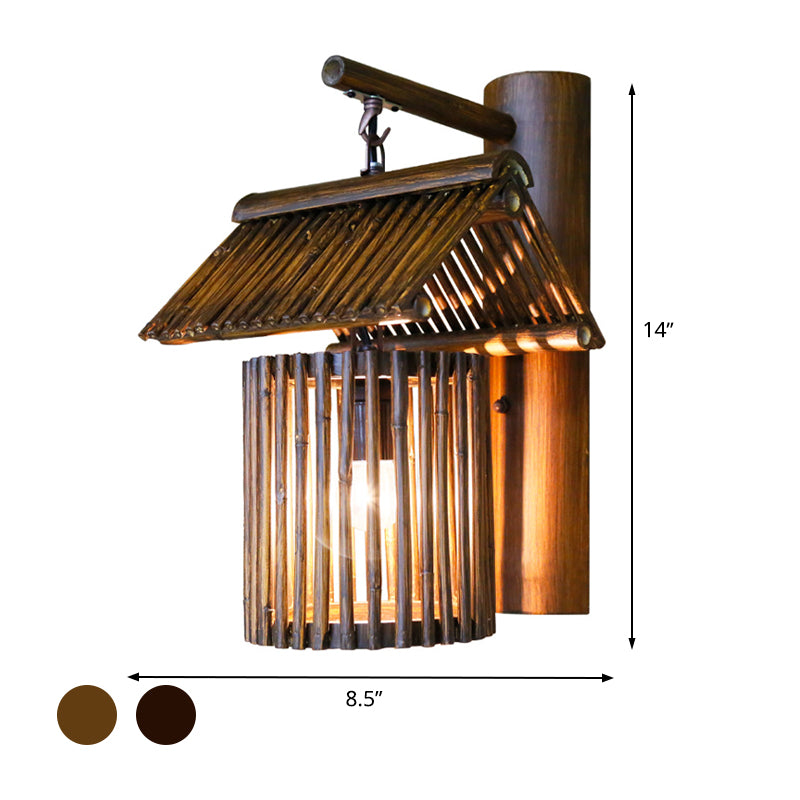 BambooLuxe - Handcrafted Coffee Bamboo Wall Sconce