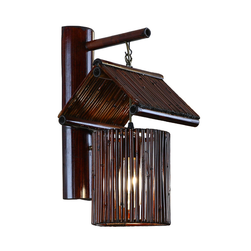 BambooLuxe - Handcrafted Coffee Bamboo Wall Sconce