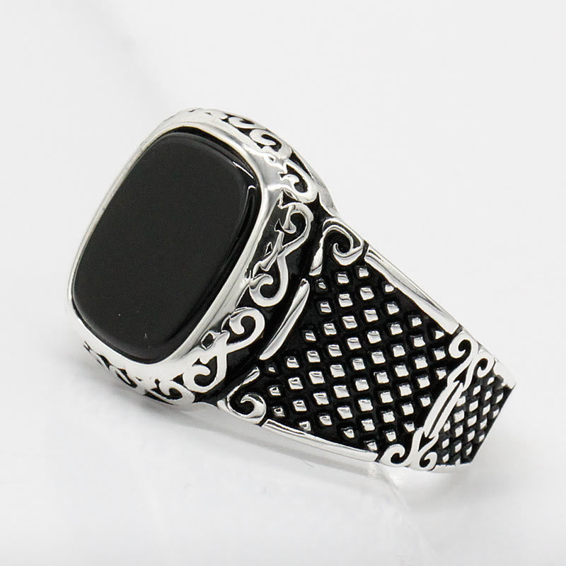 Max - Bague onyx noir et argent pour homme