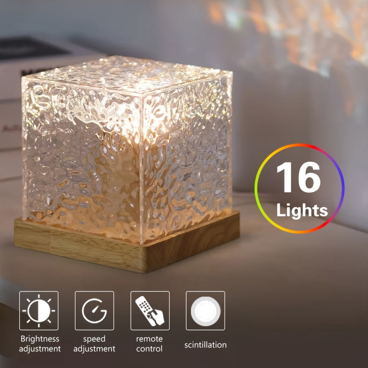 OceanWave Night Light - 16-Color LED Wave Effect Lamp