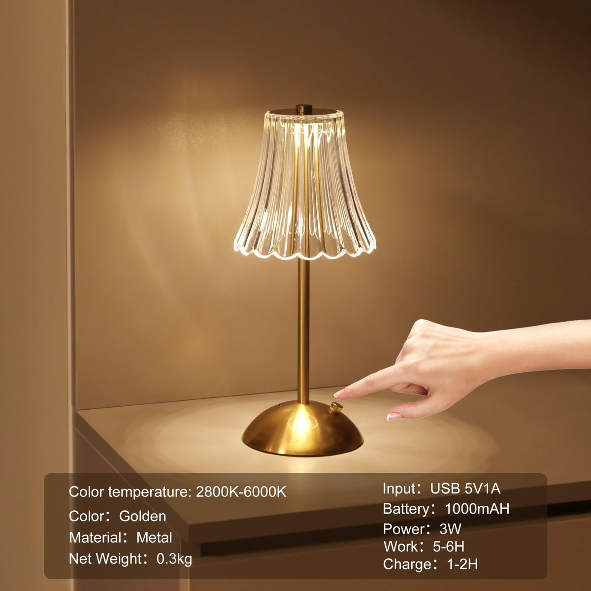 Crystaluxe - Crystal LED Table Lamp with Touch Control
