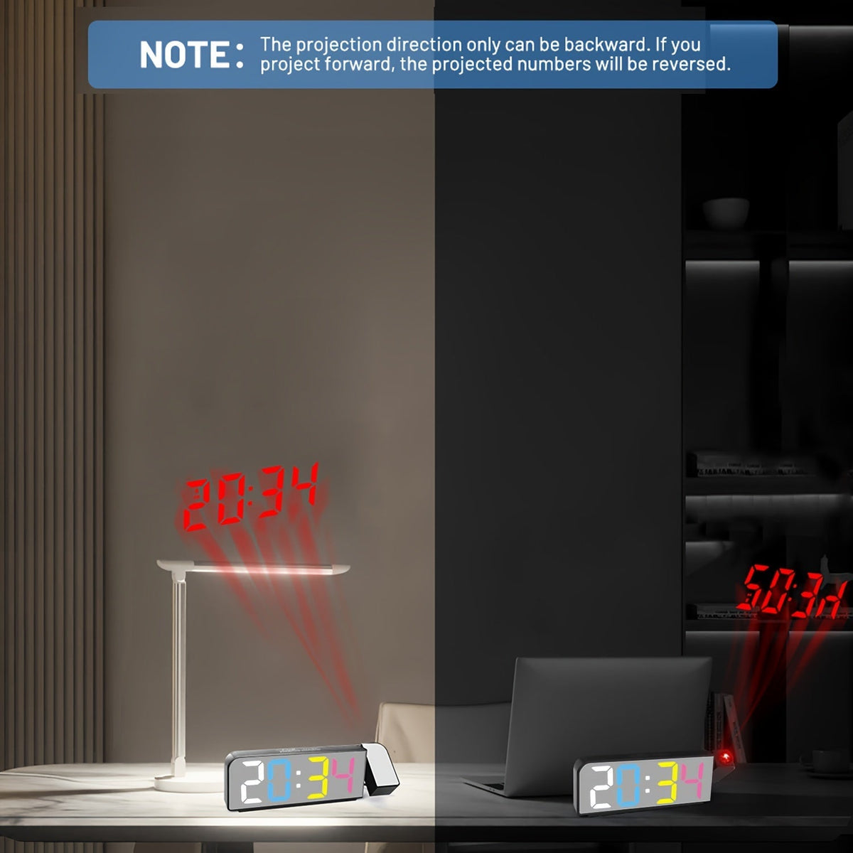 ProjectTime - LED Projection Digital Alarm Clock with Mirror Screen