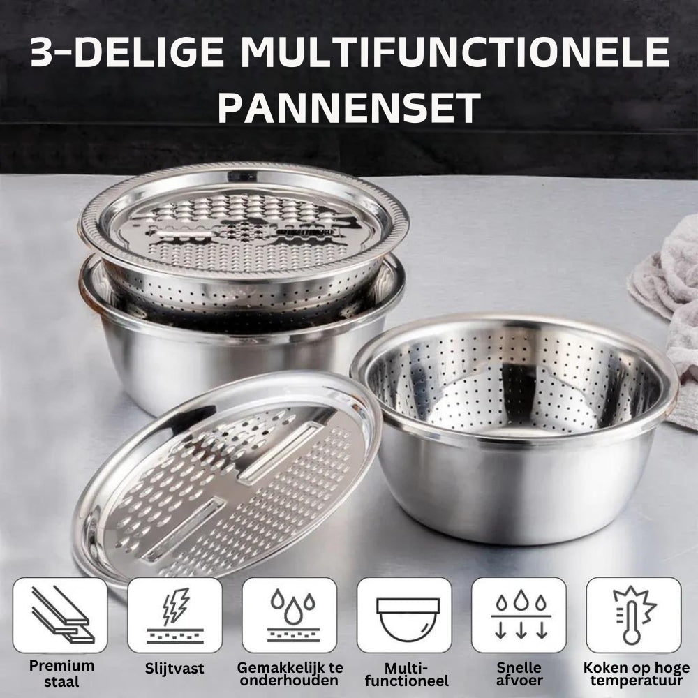 Master Chop - Râpe de Cuisine 3-en-1 en Acier Inoxydable